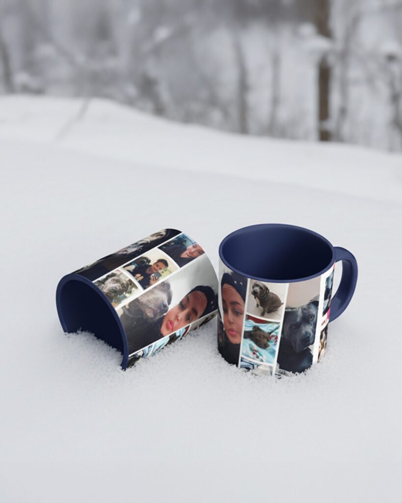 Personalisierte Fototassen mit Tiermotiven im Schnee als individuelle Bestellung – gestaltet in Graz