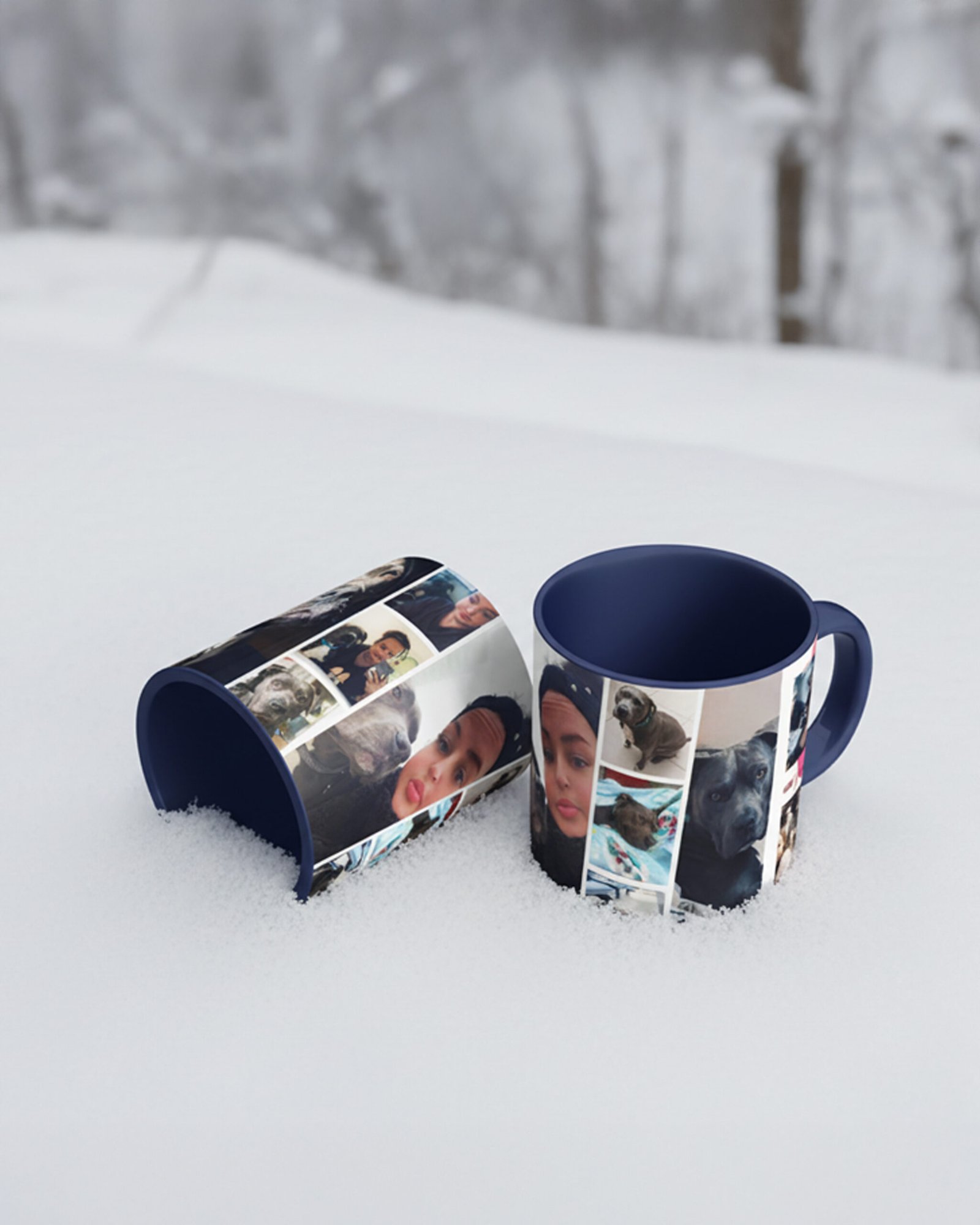 Personalisierte Fototassen mit Tiermotiven im Schnee als individuelle Bestellung – gestaltet in Graz